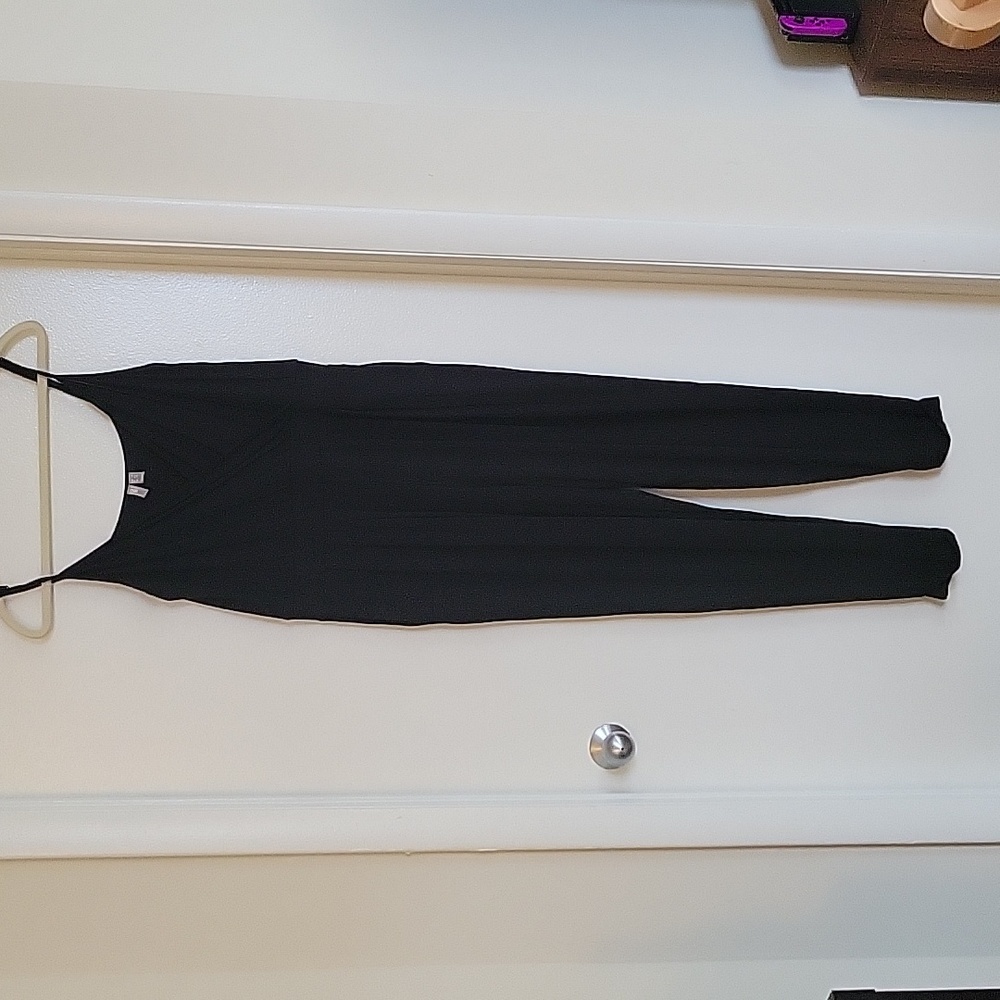 Spaghetti Strap Black Stretch Jumpsuit